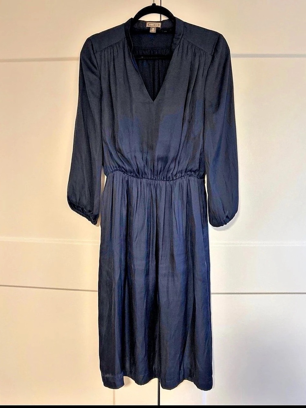 Pont Sur Long Sleeve Midi Dress in Navy Size 10